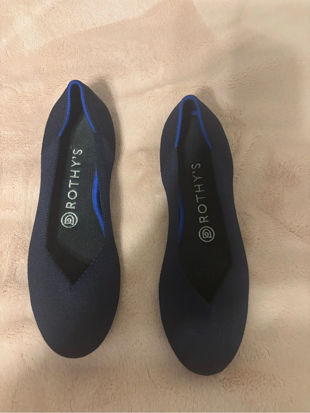 Rothy’s Women’s Size 7 Navy Blue Knit Ballet Flats Washable Shoes
